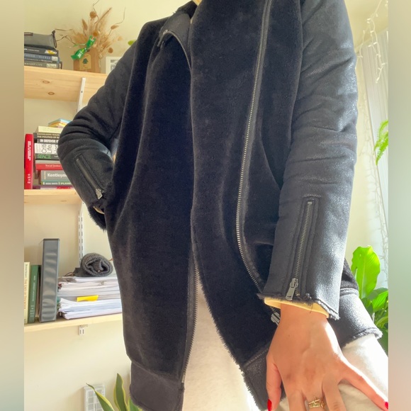 ZARA Faux leather & velour Coat - Picture 3 of 4